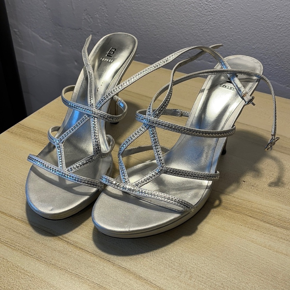 Silver Strappy Heels